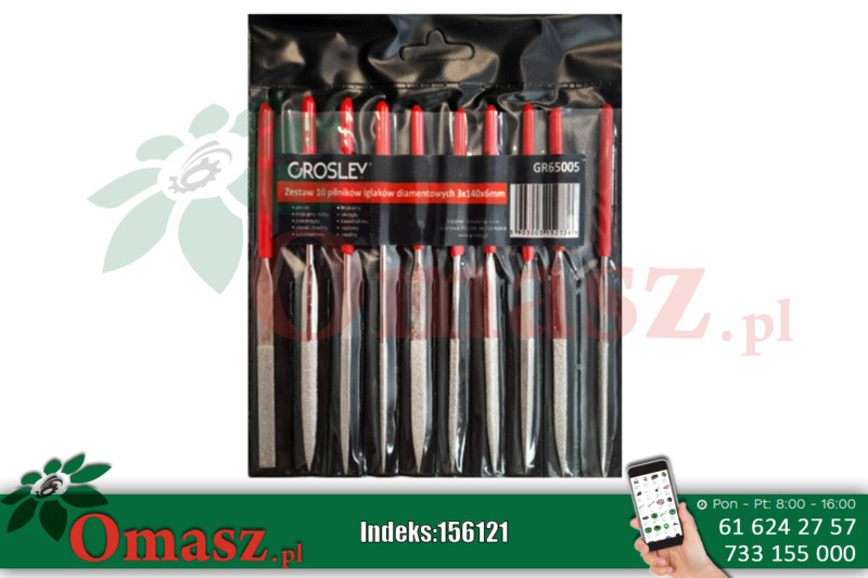Zestaw 10 pilników iglaków diamentowych 3x140mm w saszetce GR65005