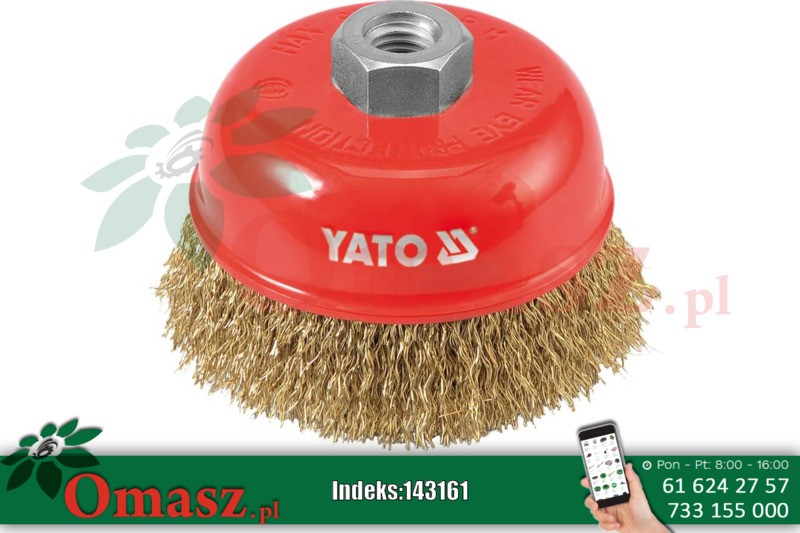 Szczotka doczołowa 100 z gw.M14 drut mosiężny YT-4766