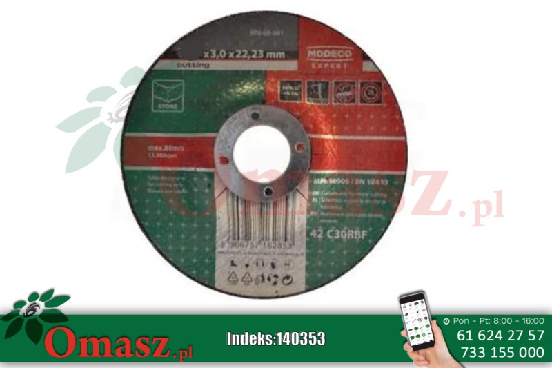 Ściernica wypukła do cięcia betonu MODECO EXPERT 125/3,0/22,23 mm