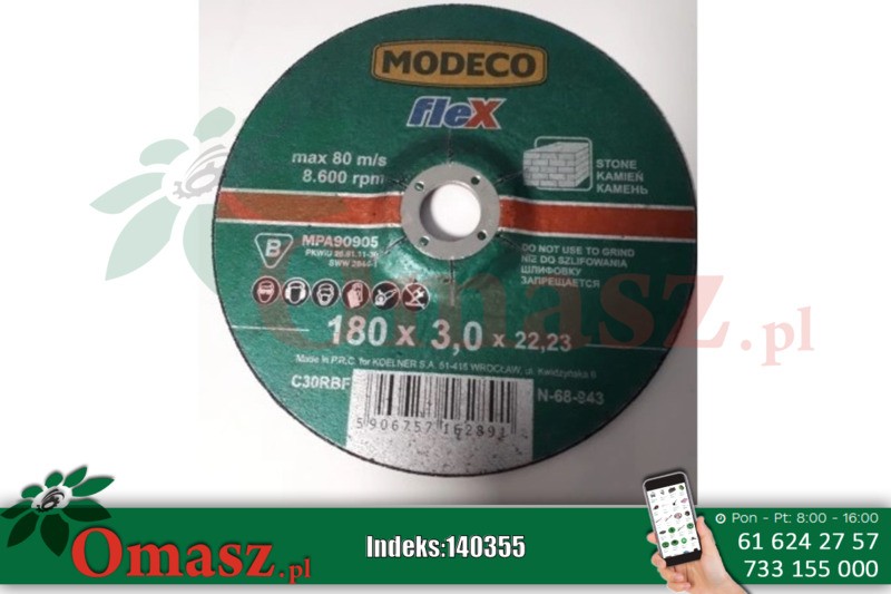 Ściernica do szlifowania kamieni 180X6,0X22,23 mm wypukła MODECO-FLEX MN-68-953