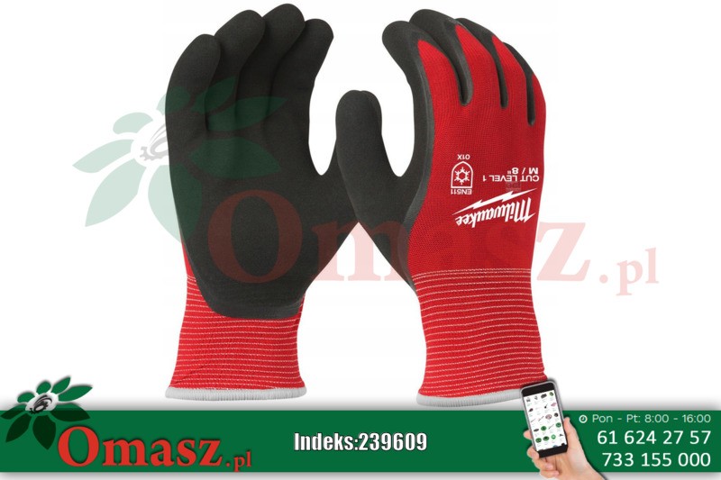 Rękawice robocze antyprzecięciowe zimowe 'L' Poziom 1, 1 para MILWAUKEE 4932471344