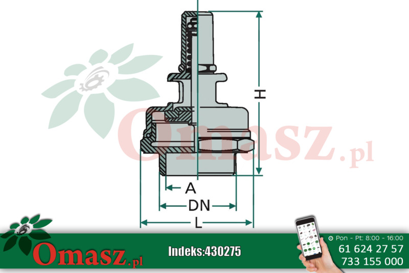 Zawór - ogranicznik próżni 69mm RIV