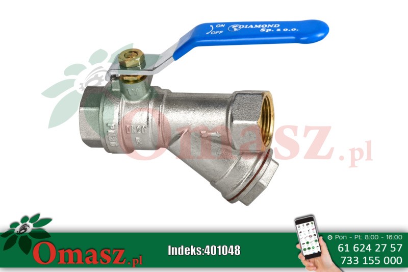 Kurek kulowy hiszpan z filtrem DN15 (1/2)