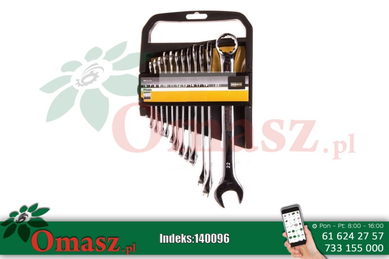 Komplet kluczy płasko-oczkowych 12szt 6-22mm MN-51-272