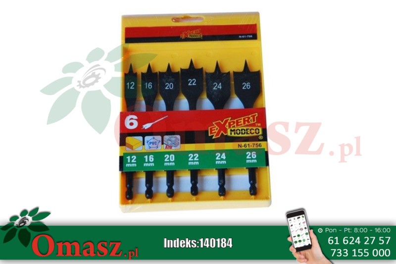 Komplet 6 wierteł piórowych do drewna MN-61-756 Modeco