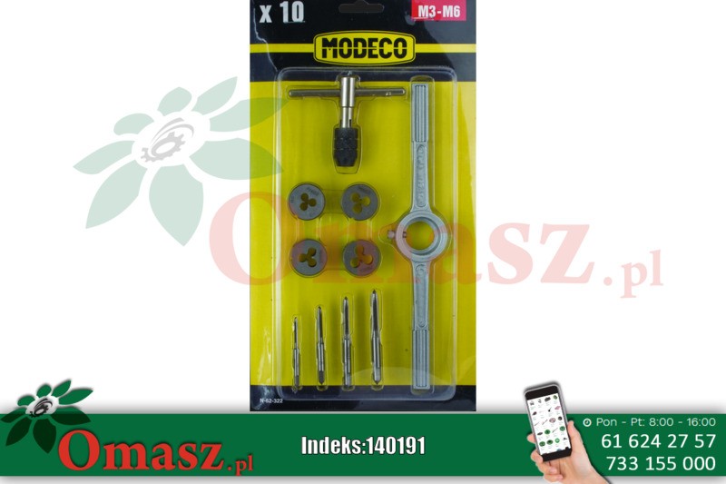 Komplet gwintowników i narzynek 10 cz. M3-M6 MN-62-322 Modeco