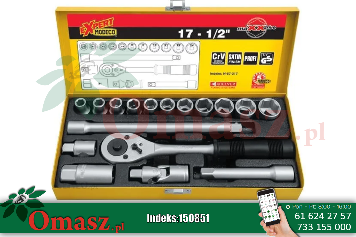 Komplet nasadek 1/2' 17 elem. 10-24 MN-57-217 MODECO
