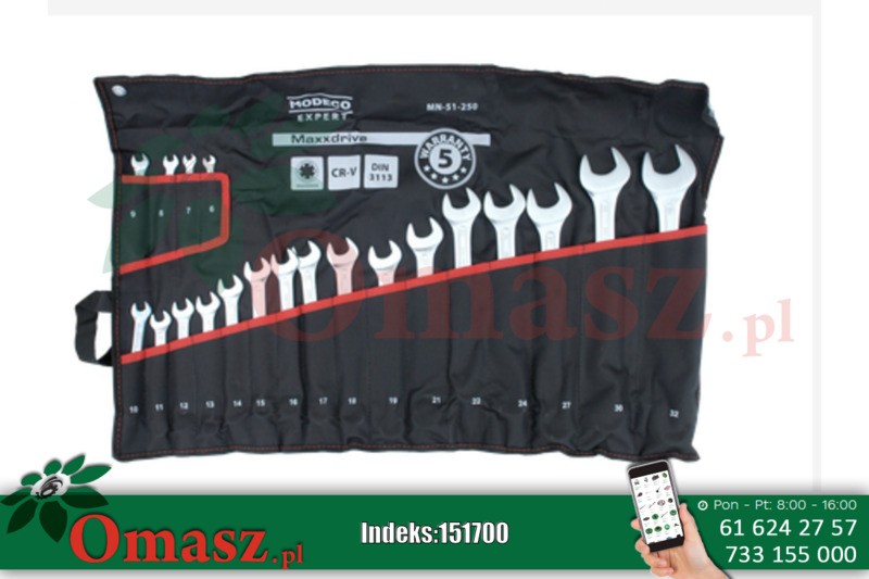 Komplet kluczy płasko-oczkowych 20 szt. MN-51-250