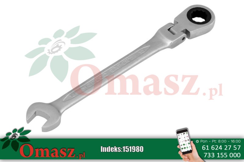 Klucz płasko-oczkowy z przegubem i grzechotką 10mm Cr-V MODECO MN-59-710