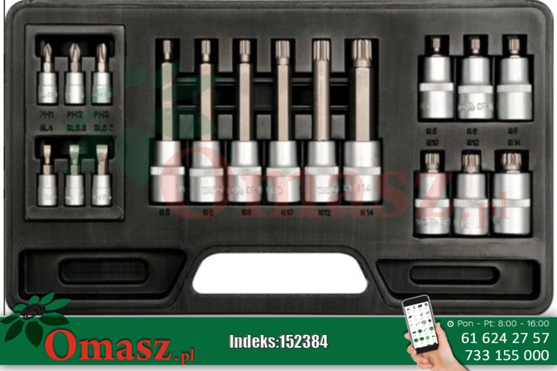 Zestaw kluczy trzpieniowych PH, SL, Spline 18 części Yato YT-7750
