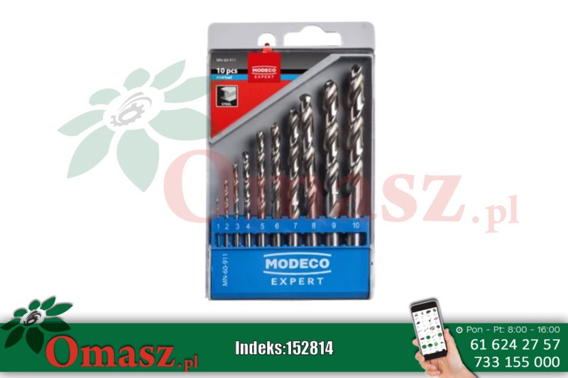 Komplert 10 wierteł do metalu HSS-G Modeco MN-60-911