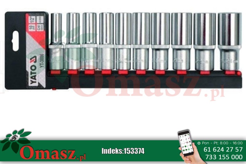 Zestaw nasadek długich 1/2' 10 części Yato YT-3886