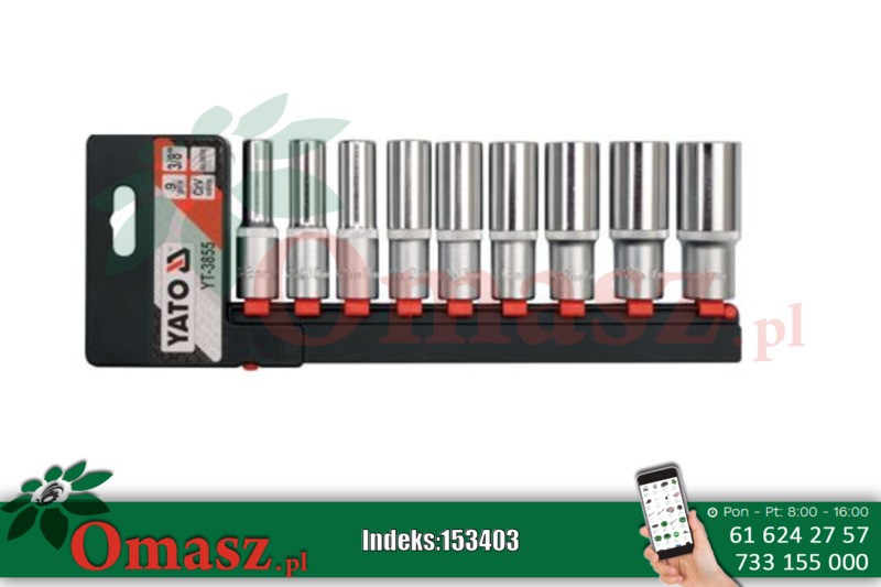 Zestaw nasadek długich 3/8' 9-częściowy YT-3855