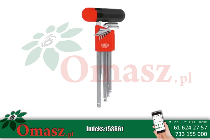 Zestaw kluczy imbusowych HEX długie Cr-V 1,5-10 mm - blister - 9 el. MN-54-121