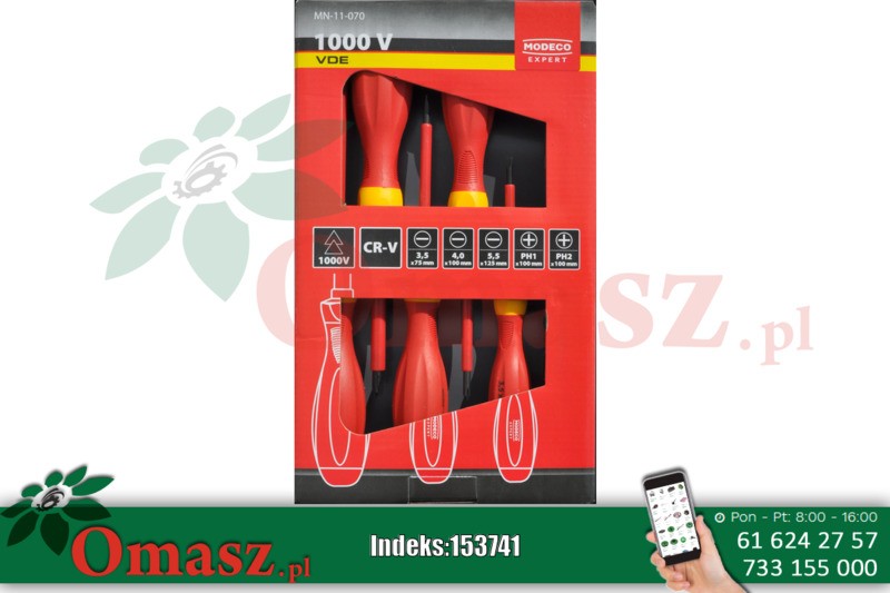 Komplet wkrętaków izolowanych VDE 1000V 6 szt. MN-11-070