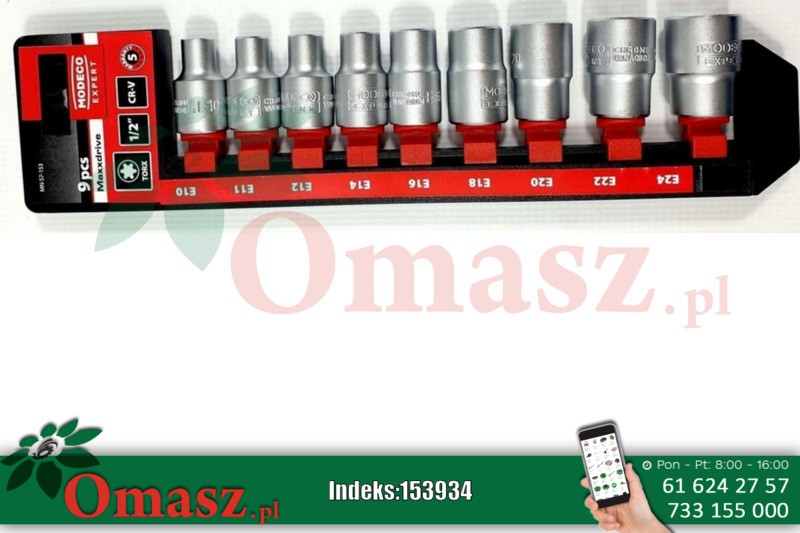 Zestaw nasadek Torx 1/2' E10-E24 9szt. MN-57-153 Modeco