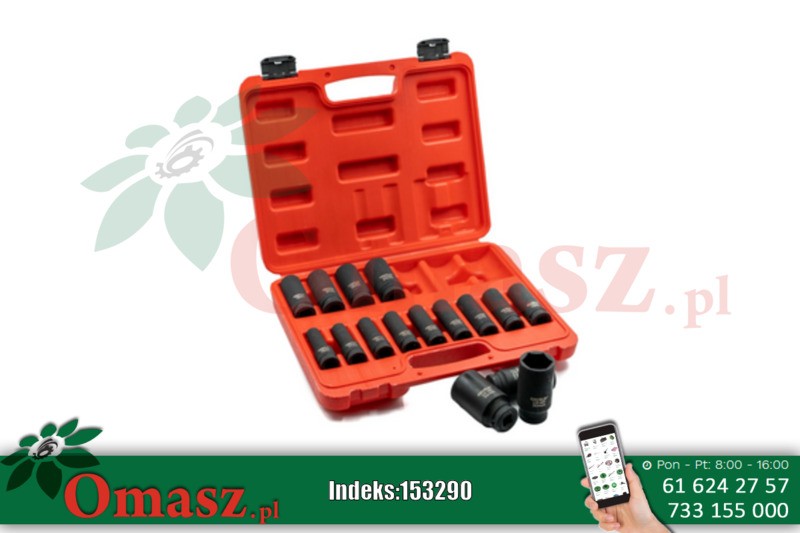 Zestaw nasadek 16 szt. 1/2' długie udarowe Sata