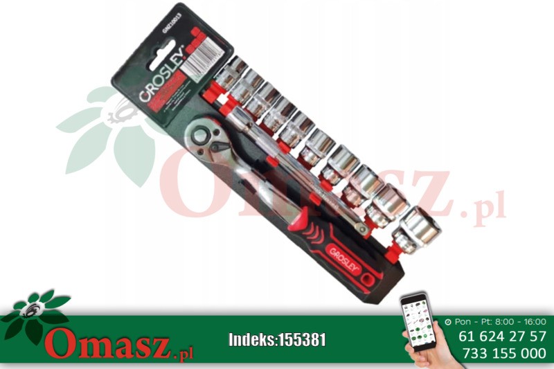 Zestaw nasadek 3/8'' z grzechotką 12szt GROSLEY GNZ10013
