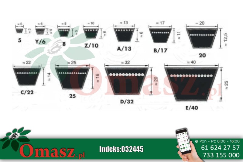 Pasek klinowy 3/8'x33' 9,5x838mm