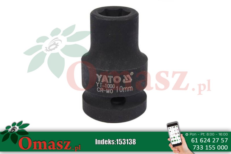 Klucz nasadowy udarowy 10mm 1/2' 6-kątny YT-1000