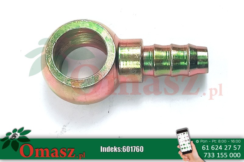 Oczko z końcówką przewodu paliwa fi 16mm, wąż 10mm Ursus C-360