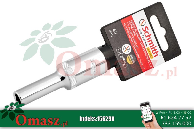 Klucz nasadowy sześciokątny długi 1/2' 18mm Schmith NS-12D-18