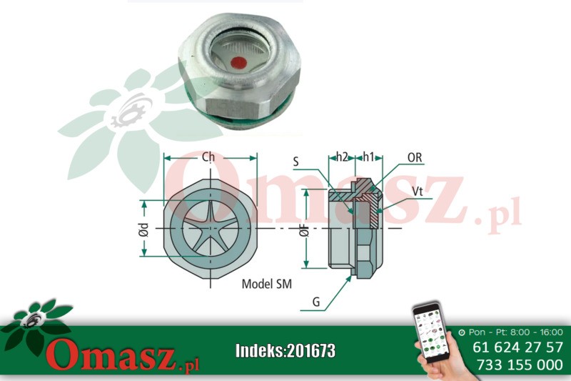 Korek M3/8 - wziernik z aluminium