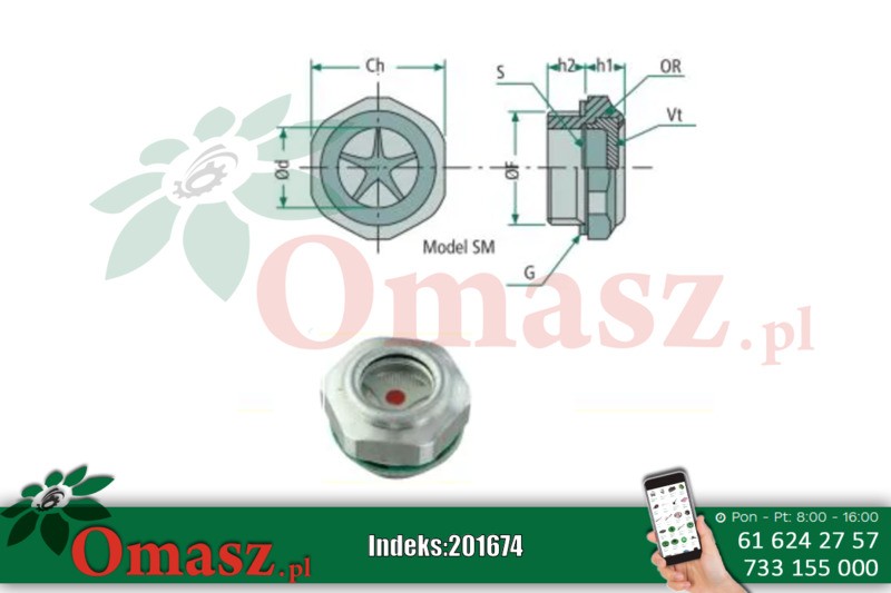 Korek M1/2 - wziernik z aluminium