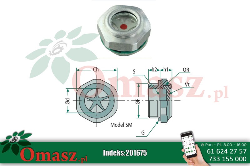 Korek M3/4 - wziernik z aluminium