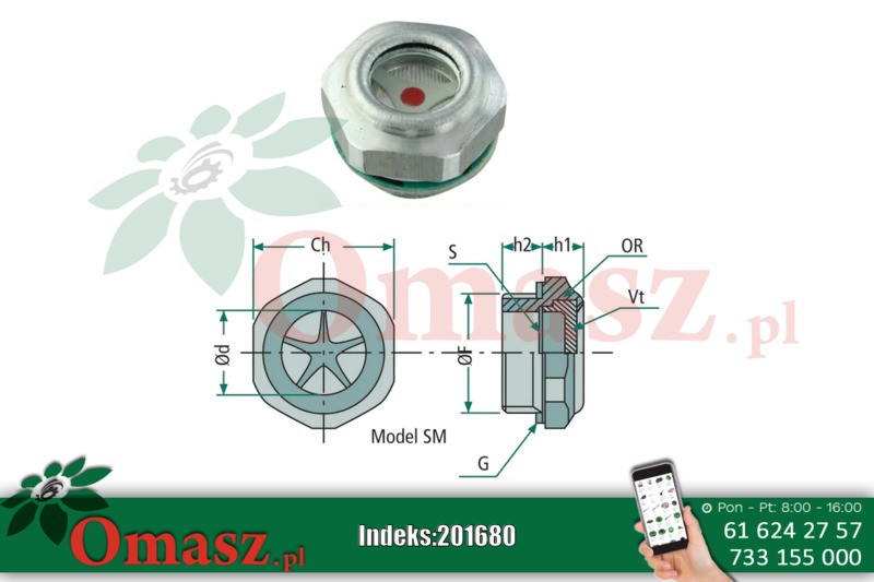 Korek M22*1,5 - wziernik z aluminium