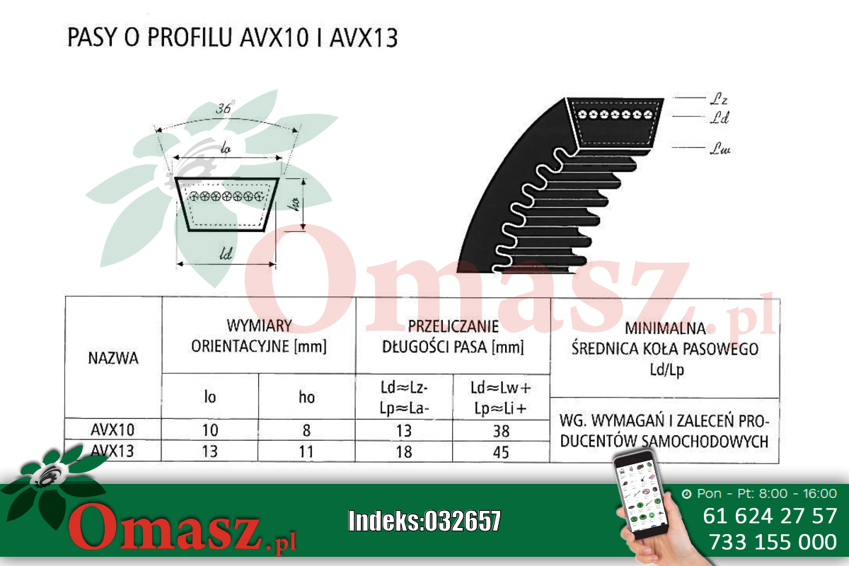 Pasek klinowy A 775 zębaty AVX13